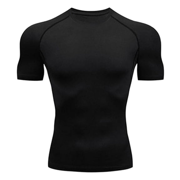 ZXLBBD Men's Sports Active Fitness Short Sleeve T Shirt Tights Base Quick Drying Breathable Elastic Running Training Clothing