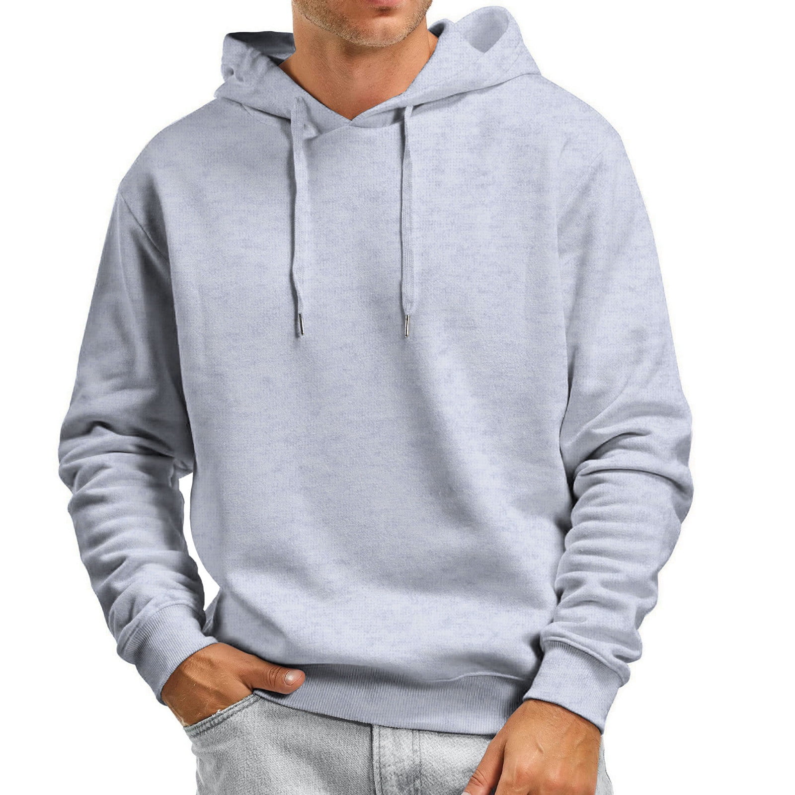 ZXLBBD Men's Sweaters Fall Winter Warm Solid Color Hooded Sweater