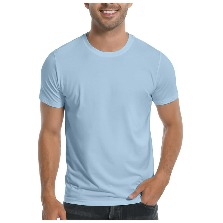 ZXLBBD Men's T Shirt Ultra Soft White Plain Men's Crew Neck