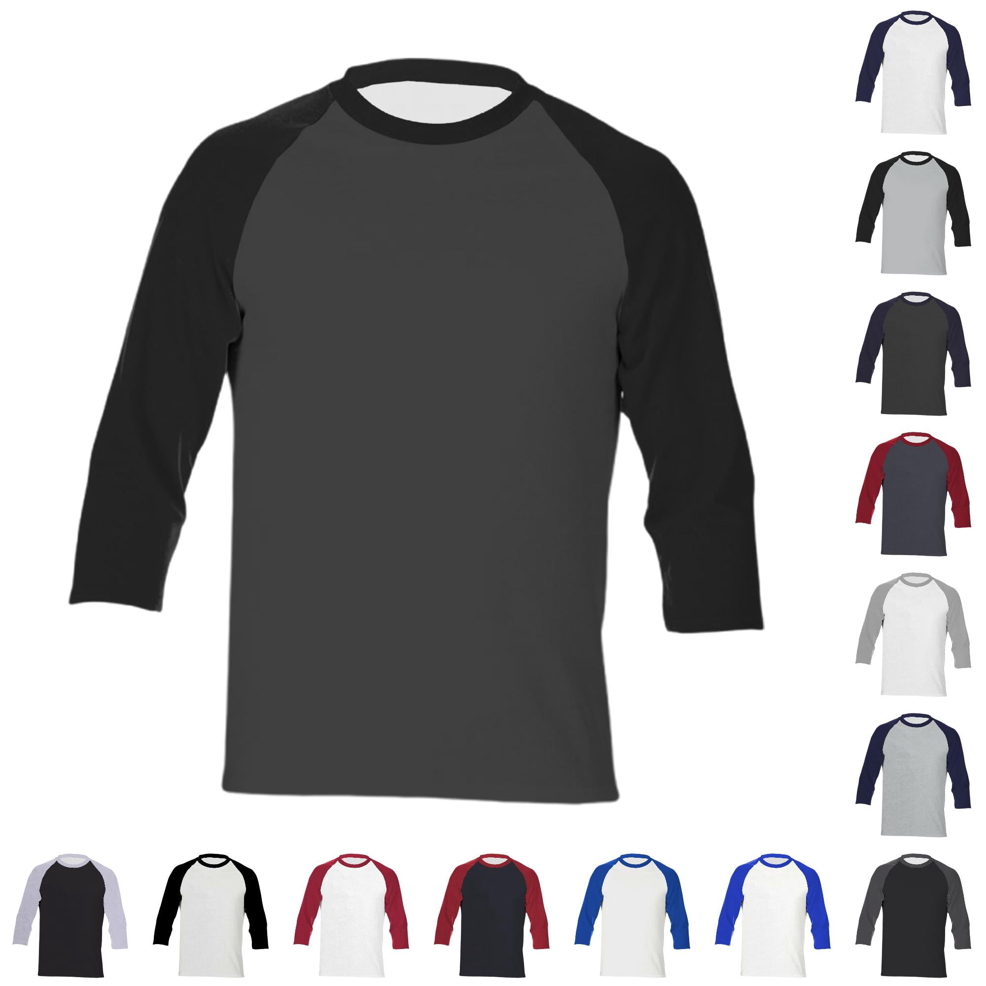 ZXLBBD T Shirts for Man 3/4 Sleeve Crew Neck Pullover Patchwork