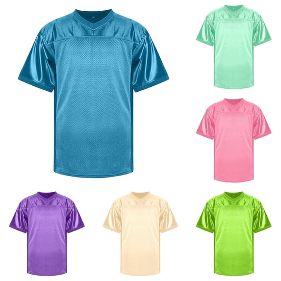 ZXLBBD Men's T-Shirts Football Mesh Quick Drying Athletic Shirt Solid Color V Neck Short Sleeve Breathable Soft Sporty Top Casual Summer Tshirt,Blue,XL