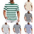 thumbnail image 1 of ZXLBBD Men's T-Shirts Patchwork Color Striped Print Crewneck Short Sleeve Basic Top Loose Fashion Streetwear T Shirts for Man Casual,Green,6XL, 1 of 5