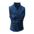 thumbnail image 1 of ZXLBBD Men's Vests Retro Button Collar Solid Color Sleeveless Fashion Vest Casual Outdoor Cozy Daily Wear, 1 of 4