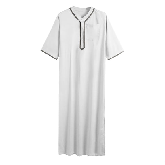 ZXLBBD Mens Arab Dubai Robe Middle Sleeve Button Shirt Retro Casual Outdoor Cozy Daily Wear