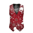 thumbnail image 1 of ZXLBBD Mens Christmas Printed Pocket Buttons Sleeveless V Neck Vest Jacket Suit Vest Casual Outdoor Comfort Daily Wear, 1 of 5