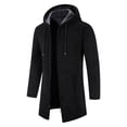 thumbnail image 1 of ZXLBBD Mens Fall Winter Solid Color Hooded Zipper Warm Cardigan Knitted Coat Casual Outdoor Loose Fit Daily Wear, 1 of 5