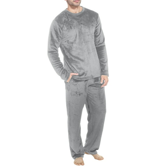 ZXLBBD Mens Fashion Leisure Soft Home Solid Color Shirt and Pants Pajama Set Two Piece Set Long Warm Pyjamas Casual Outdoor Relaxed Fit Daily Wear