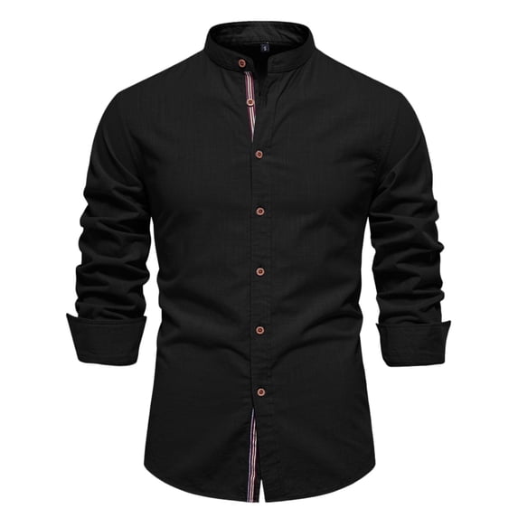 ZXLBBD Mens T Shirt Short Shirt Top Lapel Mens Day Fashion Solid Color Long Sleeve Shirt Casual Outdoor Cozy Daily Wear