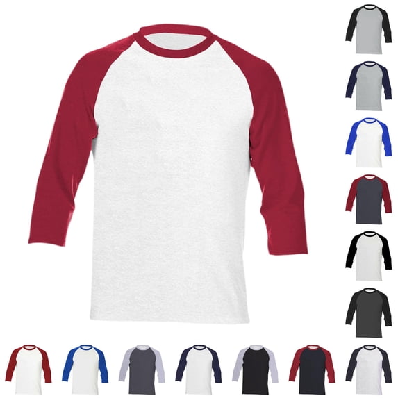 ZXLBBD Mens T Shirts 3/4 Sleeve Crew Neck Pullover Patchwork Color Loose Comfort Baseball Shirts Tee Versatile Fashion Casual Outdoor Tshirt,Red4,2XL