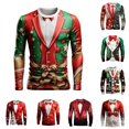thumbnail image 1 of ZXLBBD Mens T-Shirts Christmas Digital 3D Printed Long Sleeve Crew Neck T Shirt Fall Winter Fashion T-Shirts for Man Dailywear,Green,L, 1 of 3