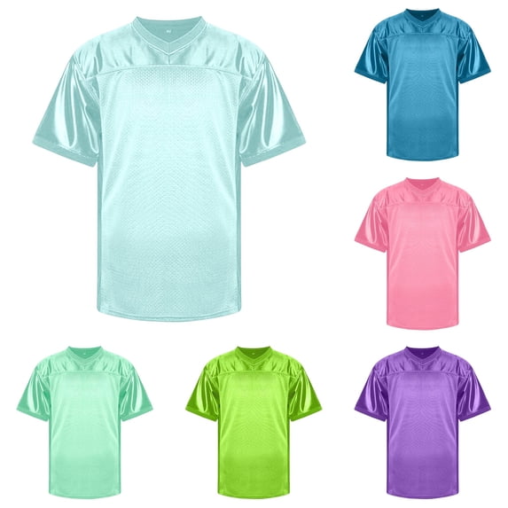 ZXLBBD Mens T-Shirts Football Mesh Quick Drying Athletic Shirt Solid Color V Neck Short Sleeve Breathable Soft Sporty Top Casual Summer Tshirts,Light Blue,M