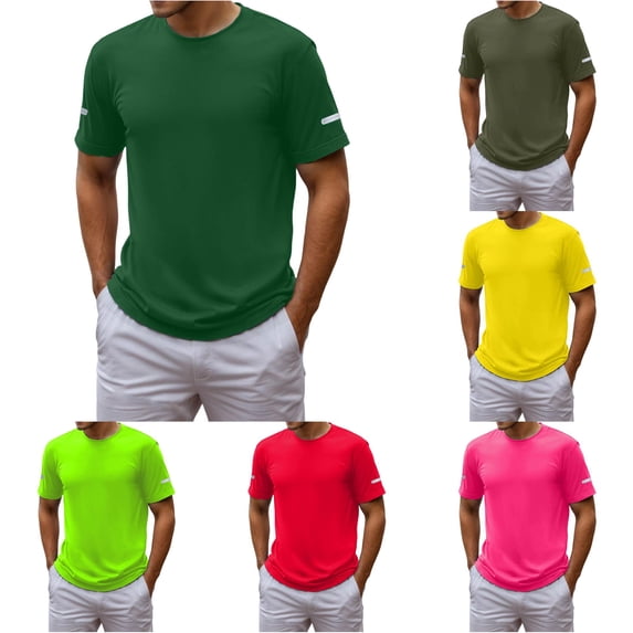 ZXLBBD Mens T Shirts Short Sleeve Lightweight Workout Shirts for Summer Sporty Running Hiking Solid Color T Shirts for Man Outdoor,Beige,5XL