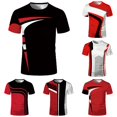 thumbnail image 1 of ZXLBBD Mens T-Shirts Short Sleeve Patchwork Color 3D Digital Graphic Tee Loose Fit Workout Shirts Athletic T-Shirts for Man Dailywear,Black,L, 1 of 3