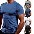 thumbnail image 1 of ZXLBBD Mens T-Shirts Summer Raglan Short Sleeve Workout Shirts Quick-Dry Crew Neck Stretch Fit Athletic Sports T Shirts for Man Dailywear,Blue,3XL, 1 of 7