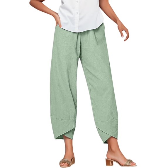 ZXLBBD Pocket Women Pant Waist Pant Pants Solid Color Elastic Pants Casual Outdoor Loose Fit Daily Wear