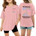 thumbnail image 1 of ZXLBBD Shirts for Girls Fashion Printed Soft Loose Graphic Tee Top for Kids Youth Versatile Everyday Wear Casual Summer Clothes, 1 of 4