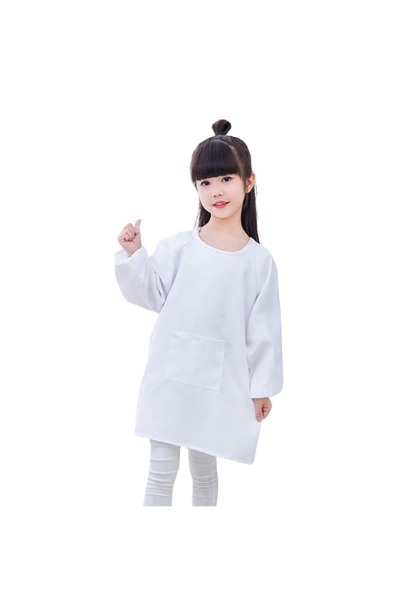 Shirts for Girls Kids Solid Color with Pocket Apron for Children Printed Painting Aprons Smocks Long Sleeve Summer Tees Tops