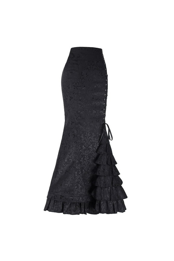 Style Fishtail Skirt Women Long Retro Ruffle Punk Vintage Bodycon Skirt Casual Outdoor Cozy Daily Wear