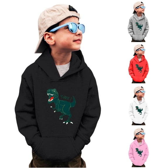 ZXLBBD Sweatshirts for Boys Long Sleeve Crewneck Dinosaur Print Pullover Top for Toddler Kids Versatile School and Daily Wear Casual Durable,Black,Size 8 Y-9 Y