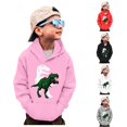 thumbnail image 1 of ZXLBBD Sweatshirts for Boys Long Sleeve Crewneck Dinosaur Print Pullover Top for Toddler Kids Versatile School and Daily Wear Casual Outdoor,Pink,Size 4 Y-5 Y, 1 of 6