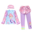 thumbnail image 1 of ZXLBBD Swimsuits for Girls Long Sleeve Rash Guard Skirt Pants with Swim Cap 3 Piece for Kids Toddler Cute Breathable Vacation Outfit, 1 of 4