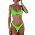 thumbnail image 1 of ZXLBBD Swimsuits for Women Solid Color Push Up Padded Bra Bandage Bikini Set Swimwear Bathing Suit Trendy Casual Vacation Beachwear, 1 of 4