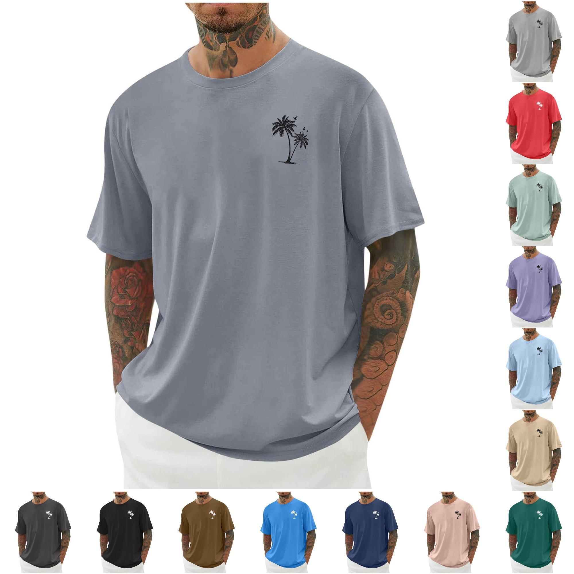 シャツ ZXLBBD T Shirts for Man Short Sleeve Crew Neck Tropical Graphic