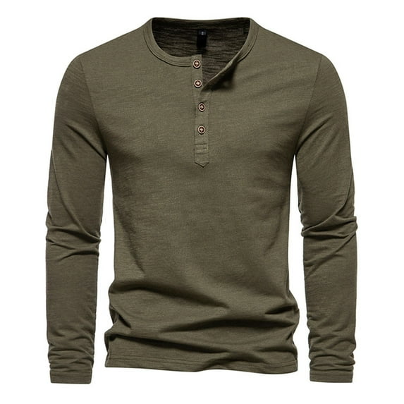 ZXLBBD T Shirts for Man Fashion Leisure Button Pullover Long Sleeve T Shirt Casual Outdoor Versatile Daily Wear