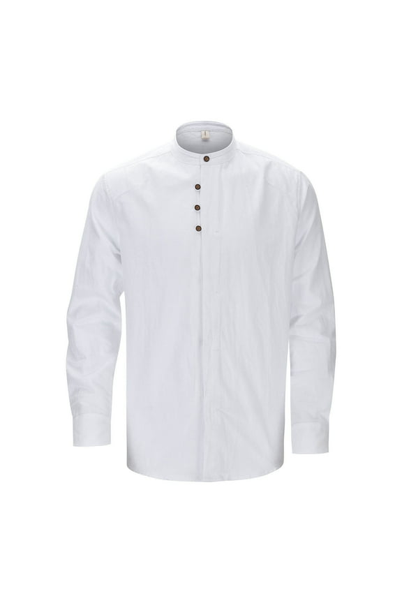 T Shirts for Man Fashion Solid Color Stand Collar Long Sleeve Slim Fit Shirt Casual Outdoor Cozy Daily Wear