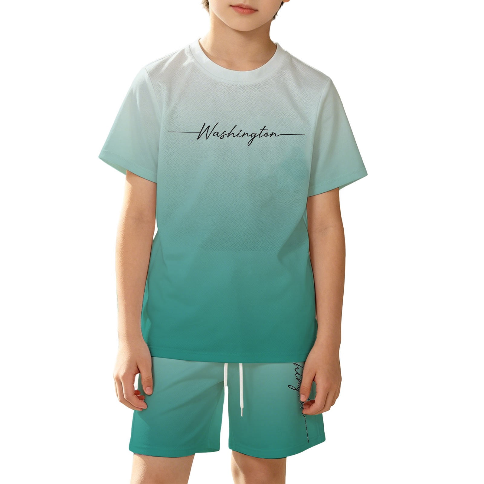 ZXLBBD Toddler Boy Outfits Stylish Gradient Color Short Sleeve