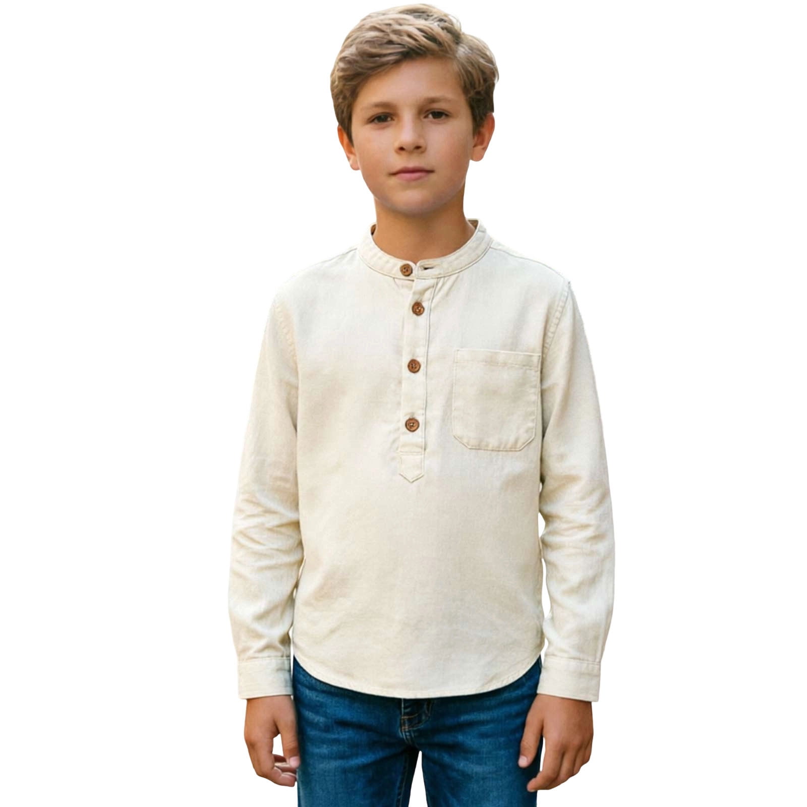 シャツ ZXLBBD Toddler Kids Boys Dress Shirts Button Up Long Sleeve Solid