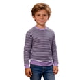 thumbnail image 1 of ZXLBBD Toddler Kids Striped Long Sleeve Crewneck Sweatshirts for Boys Girls Soft Stretch Pullover Tops Versatile Trendy Casual Schoolwear, 1 of 6