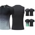 thumbnail image 1 of ZXLBBD Tshirts Shirts for Men Ice Silk Quick-Dry Gradient Color Workout Shirts Stretch Fit Athletic Running Training Outfits T-Shirts for Man Outdoor,Gray,S, 1 of 3