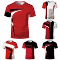 thumbnail image 1 of ZXLBBD Tshirts Shirts for Men Short Sleeve Patchwork Color 3D Digital Graphic Tee Loose Fit Workout Shirts Athletic T Shirts for Man Casual,Red,3XL, 1 of 3