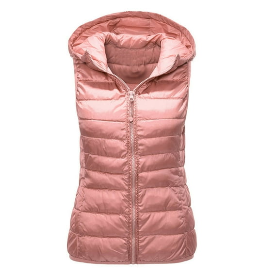 ZXLBBD Unisex Solid Color Vest Zipper Pocket Sleeveless Jacket Hooded Coat Casual Outdoor Cozy Daily Wear