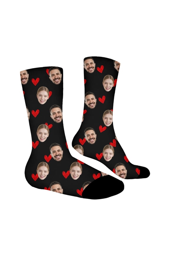 Valentine's Day Mens Socks with Photos Face Personalized Socks Novelty Comfortable Cozy Strechy Stockings for Couples Casual Daily Wear Funny Socks