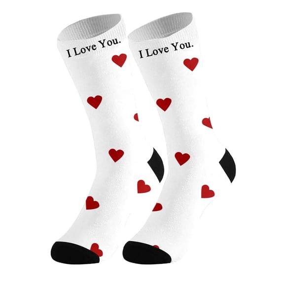 ZXLBBD Valentine's Day Mens Socks Stylish I Love You Print Personalized Socks for Adults Stockings Comfortable Soft Stretchy Fashion Daily Waer Funny Socks