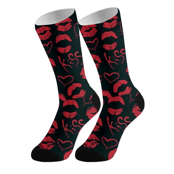 ZXLBBD Valentine's Day Mens Socks Stylish Lip Print Stockings for Fashionable Knee High Socks with Typography for Daily Wear Loose Fit Funny Socks