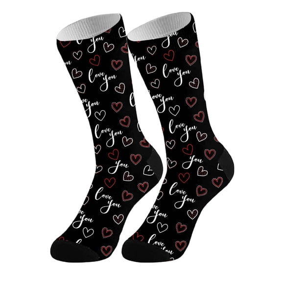 ZXLBBD Valentine's Day Mens Socks Stylish Lip Print Stockings for Fashionable Knee High Socks with Typography for Daily Wear Loose Fit Funny Socks