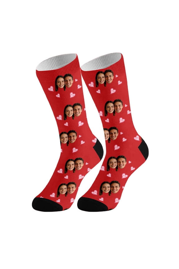 Valentine's Day Personalized Socks DIY Print Stockings Novelty Couple Matching Socks Comfortable Stretchable Cozy Knee High Hosiery Funny Socks