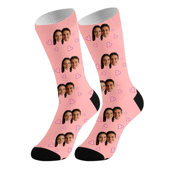 ZXLBBD Valentine's Day Personalized Socks DIY Print Stockings Novelty Couple Matching Socks Comfortable Stretchable Cozy Knee High Hosiery Funny Socks