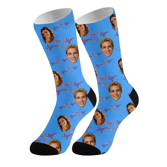 ZXLBBD Valentine's Day Socks for Women Couple Matching DIY Print Crew Personalized Socks Loose Cozy Novelty Funny Socks Holiday Celebration Daily Wear