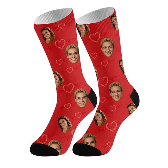 ZXLBBD Valentine's Day Socks for Women Couple Matching DIY Print Crew Personalized Socks Loose Cozy Novelty Funny Socks Holiday Celebration Daily Wear