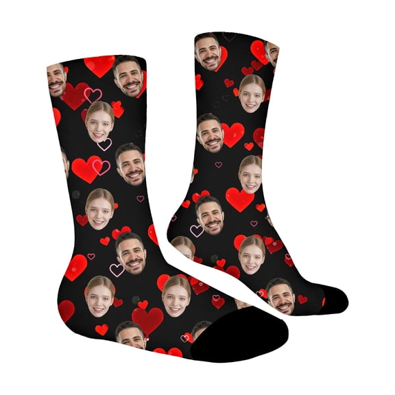 ZXLBBD Valentine's Day Women Socks with Photos Face Personalized Socks Novelty Comfortable Cozy Strechy Stockings for Couples Casual Daily Wear Funny Socks