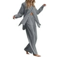 thumbnail image 1 of ZXLBBD Women 2 Piece Retro Plus Size and Shirt Suit High Waisted Slacks Suit Top Pants Long Sleeve Casual Outdoor Comfort Daily Wear, 1 of 5