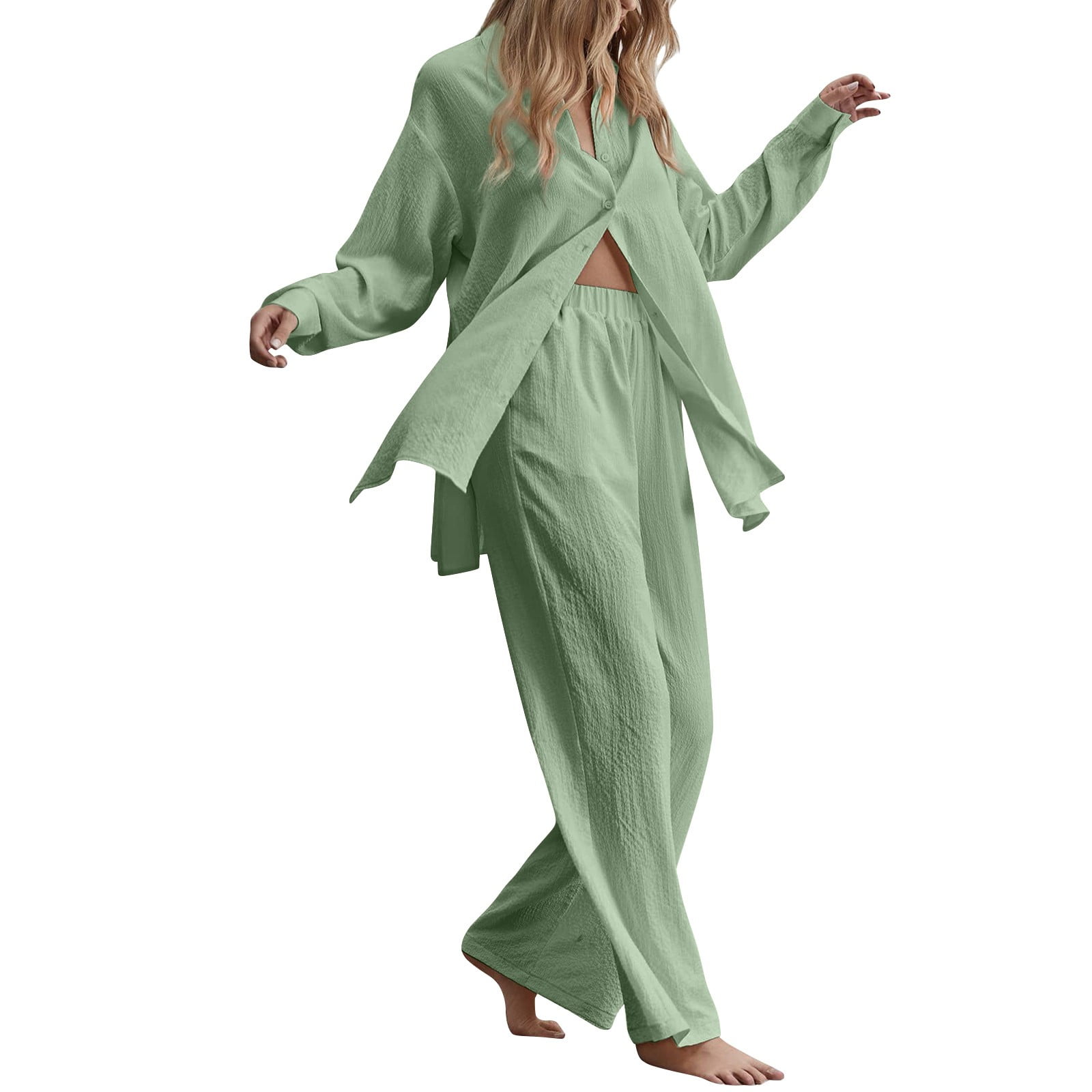 ZXLBBD Women 2 Piece Retro Plus Size and Shirt Suit High Waisted