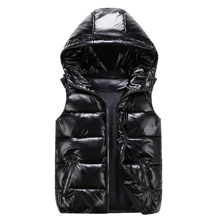 ZXLBBD Women Fall Winter Solid Color Composite Zipper Vest Jacket