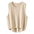 thumbnail image 1 of ZXLBBD Women Fashion Solid Color Vest Short Split Knit Sweater Vest Casual Outdoor Versatile Daily Wear, 1 of 3