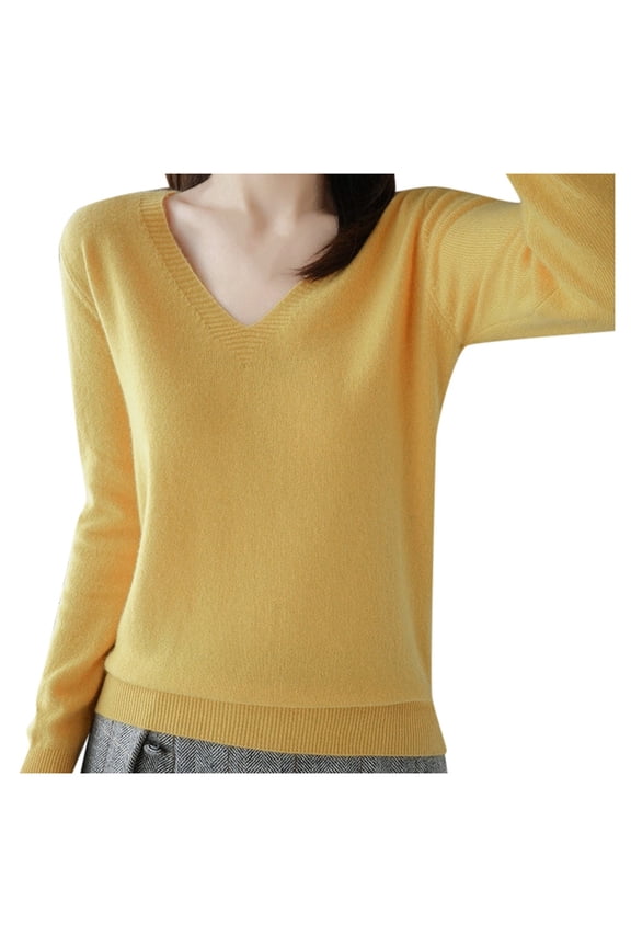 Women Solid Color Long Sleeve Knit Sweater Top Wool Pullover Sweater Base Sweater for Women Casual Outdoor Relaxed Fit Daily Wear