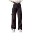 thumbnail image 1 of ZXLBBD Women's Elastic Waist Three Pocket Trousers Cargo Pants Casual Outdoor Loose Fit Daily Wear, 1 of 7